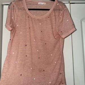 C&C California Dusty Pink Short Sleeve Tee with Subtle Star Texture